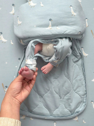 Gunamuna Bamboo Swaddle Sleep Sack - Baseball Goose - Lindsey Paige