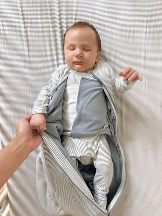 Gunamuna Bamboo Swaddle Sleep Sack - Blue Stripe - Lindsey Paige