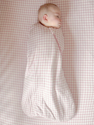 Gunamuna Bamboo Swaddle Sleep Sack - Pink Gingham - Lindsey Paige