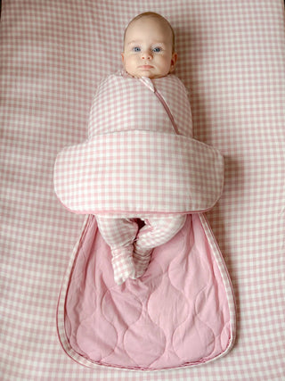 Gunamuna Bamboo Swaddle Sleep Sack - Pink Gingham - Lindsey Paige