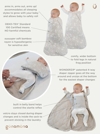 Gunamuna Bamboo Swaddle Sleep Sack - Woof - Lindsey Paige