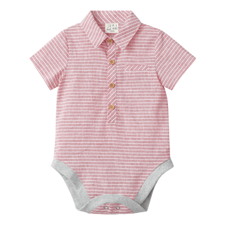 Helford Vintage Red Stripe Woven Onesie - Lindsey Paige