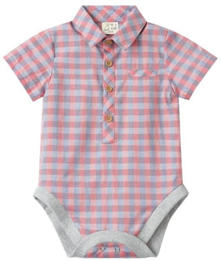 Helford Woven Onesie - Red/Blue Plaid by Me & Henry - Lindsey Paige