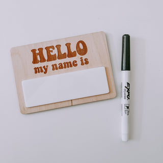 Hello my name is, Wooden Name Tag, Birth Announcement: No Print - Lindsey Paige