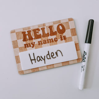 Hello my name is, Wooden Name Tag, Birth Announcement: No Print - Lindsey Paige