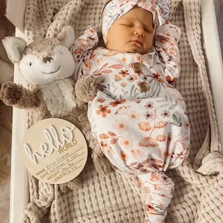 Hello World Birth Stat Announcement Wood Disc - Layered 3D: White / 4 inch - Lindsey Paige