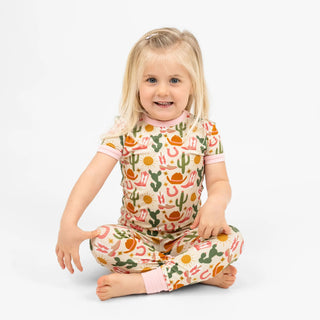 Hey Y'all Western Bamboo Short Sleeve Kids Pajama Pants Set - Lindsey Paige