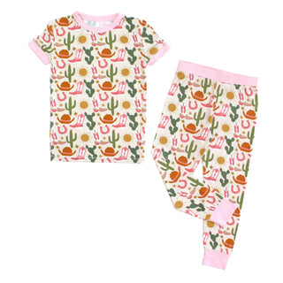 Hey Y'all Western Bamboo Short Sleeve Kids Pajama Pants Set - Lindsey Paige