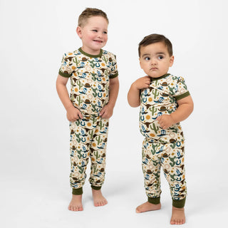Howdy Western Bamboo Short Sleeve Kids Pajama Pants Set - Lindsey Paige