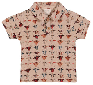Jacob Toddler Western Cow Print Polo & Shorts 2 - Piece Set - Lindsey Paige