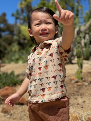 Jacob Toddler Western Cow Print Polo & Shorts 2 - Piece Set - Lindsey Paige