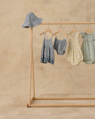 Julia Nautical Smocked Romper – Ruffle Strap Baby Girl Sunsuit - Lindsey Paige