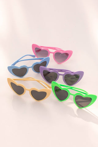 Kids Toddler Retro Heart Easter Colors Sunglasses: Pink - Lindsey Paige