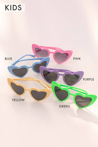 Kids Toddler Retro Heart Easter Colors Sunglasses: Pink - Lindsey Paige