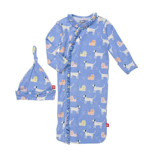 Leash on Life modal magnetic cozy sleeper ruffle gown + hat set