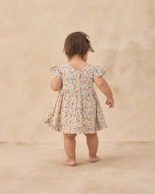 Lila Floral Baby Romper – Vintage "Flower Field" Ruffled One - Piece - Lindsey Paige