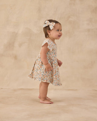 Lila Floral Baby Romper – Vintage "Flower Field" Ruffled One - Piece - Lindsey Paige