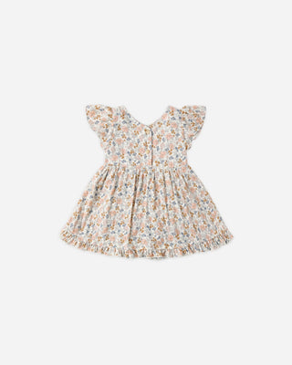Lila Floral Baby Romper – Vintage "Flower Field" Ruffled One - Piece - Lindsey Paige