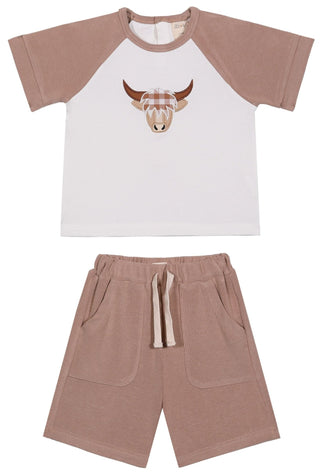 Lucas Baby & Toddler Highland Cow 2 - Piece Jersey Tee and Shorts Set - Lindsey Paige