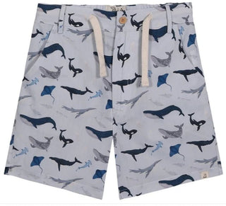 Mahalo Blue Whale Printed Cotton Shorts - Lindsey Paige