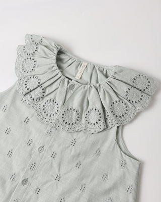 Marina Girls Eyelet Cotton Dress – Seafoam Green - Lindsey Paige