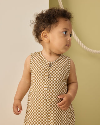 Maverick Romper Ocre Check - Lindsey Paige