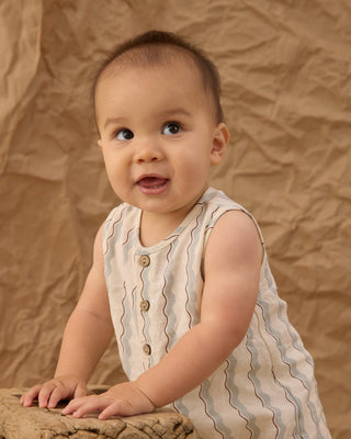 Mavrick Sleeveless Romper – Wave Stripe Summer Essential - Lindsey Paige