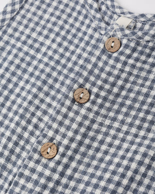 Mavrick Slim - Fit Sleeveless Romper – Marine Gingham - Lindsey Paige