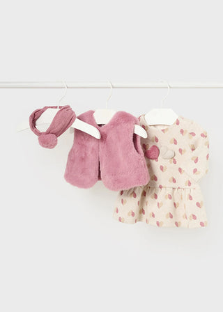 Mayoral Fuzzy Vest & Dress Set
