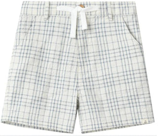 Me & Henry Boys Chambray & Cream Plaid Woven Shorts - Lindsey Paige