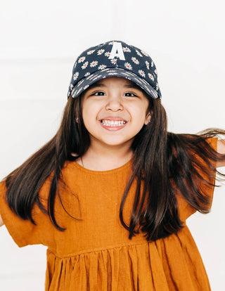 Navy Daisy Does It Baseball Hat: No Letter / Child (5Y - 10Y) - Lindsey Paige