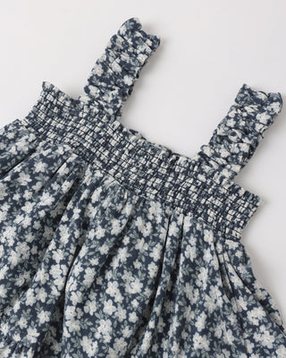 Navy Floral Baby Girl Linen Ruffle Set – Lala Collection - Lindsey Paige
