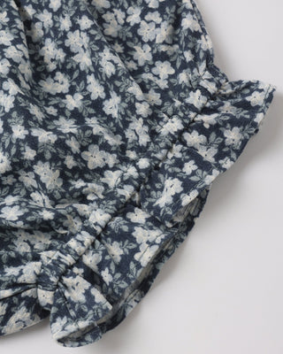 Navy Floral Baby Girl Linen Ruffle Set – Lala Collection - Lindsey Paige