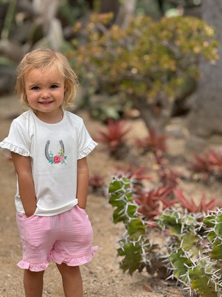 Nina Cowgirl Horseshoe Embroidery 2 - Piece Shorts & Tee Set - Lindsey Paige