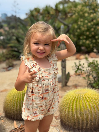 Ottilie Western Ruffle Bubble Romper – 100% Soft Cotton - Lindsey Paige