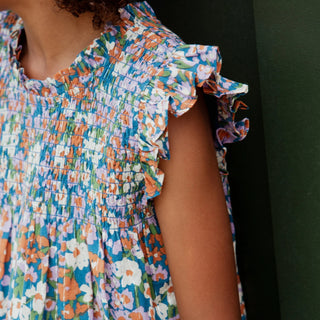 Pink Chicken Girls Stevie Dress – True Blue Sketched Floral - Lindsey Paige