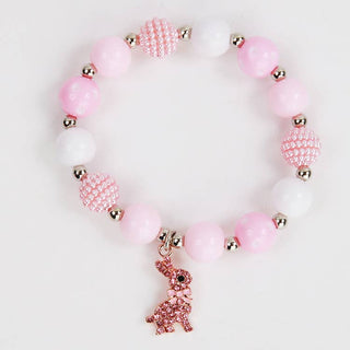 Pink Pearl Beaded Bunny Bracelet - Lindsey Paige