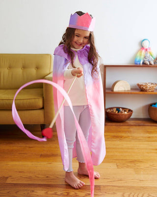 Pink & Purple Silk & Wood Streamer - Wand for Pretend Play - Lindsey Paige