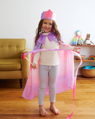 Pink & Purple Silk & Wood Streamer - Wand for Pretend Play - Lindsey Paige