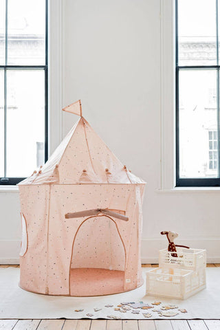 Recycled Fabric Play Tent Castle - Prints: Blueberry Ivory - Lindsey Paige