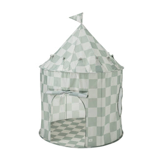 Recycled Fabric Play Tent Castle - Prints: Gingham Blue - Lindsey Paige