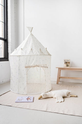 Recycled Fabric Play Tent Castle - Prints: Gingham Blue - Lindsey Paige