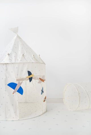 Recycled Fabric Play Tent Castle - Prints: Gingham Blue - Lindsey Paige