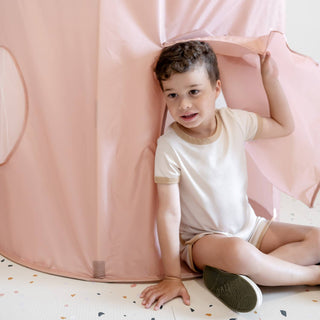Recycled Fabric Play Tent Castle - Solid Colors: Misty Pink - Lindsey Paige