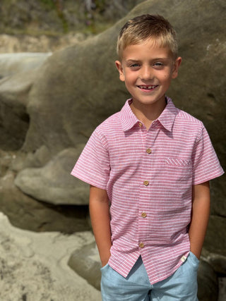 Red/Stripe Newport Woven Shirt - Lindsey Paige