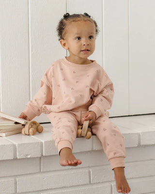 Relaxed Heart Print Sweatsuit - Dusty Rose - Lindsey Paige