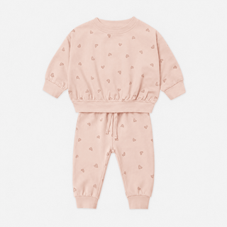 Relaxed Heart Print Sweatsuit - Dusty Rose - Lindsey Paige