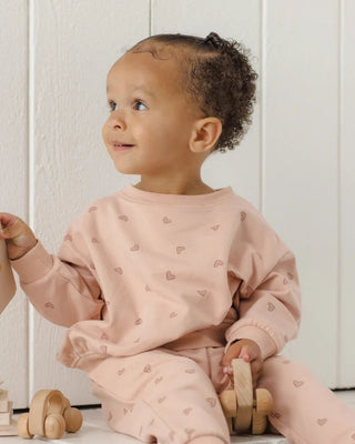 Relaxed Heart Print Sweatsuit - Dusty Rose - Lindsey Paige