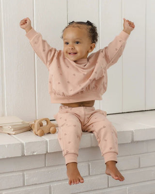 Relaxed Heart Print Sweatsuit - Dusty Rose - Lindsey Paige