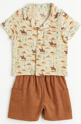 Reuben Boys 2 - Piece Western Cowboy Desert Print Cotton Set - Lindsey Paige